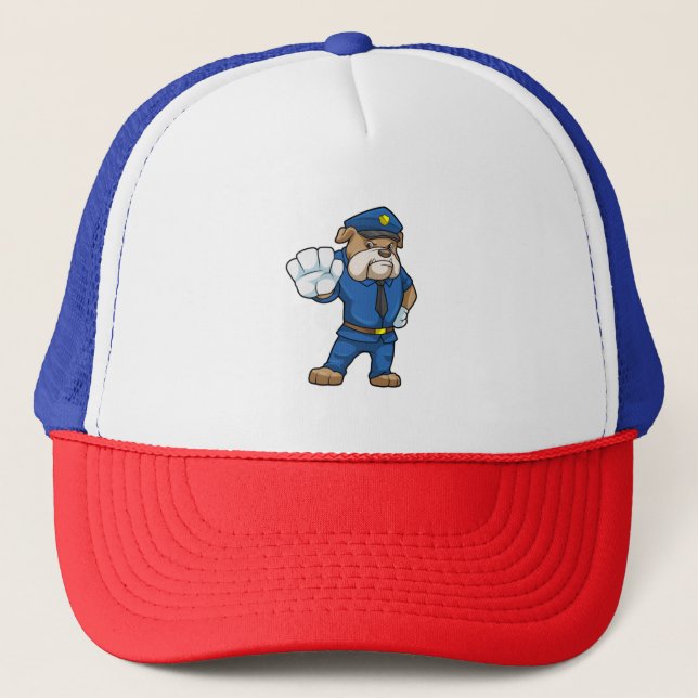 Dog as Police officer with Uniform Trucker Hat (Front)