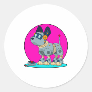Dog as Robot Classic Round Sticker