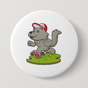 Dog as Runner with Cap 7.5 Cm Round Badge