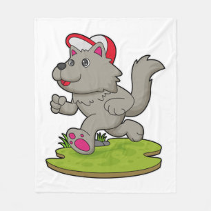Dog as Runner with Cap Fleece Blanket