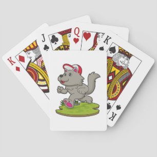 Dog as Runner with Cap Playing Cards