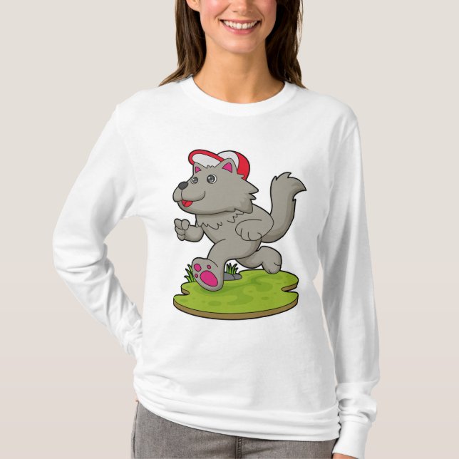 Dog as Runner with Cap T-Shirt (Front)