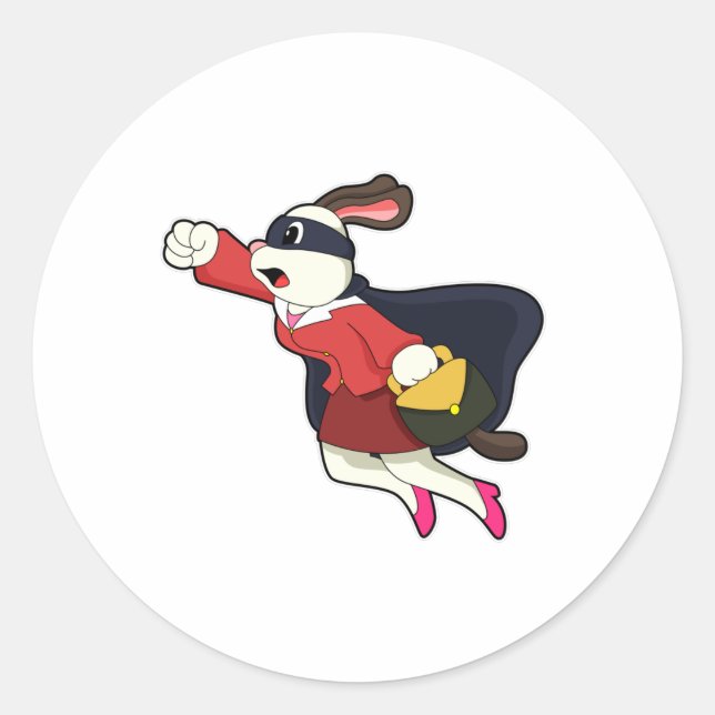 Dog as Secretary Superhero Classic Round Sticker (Front)