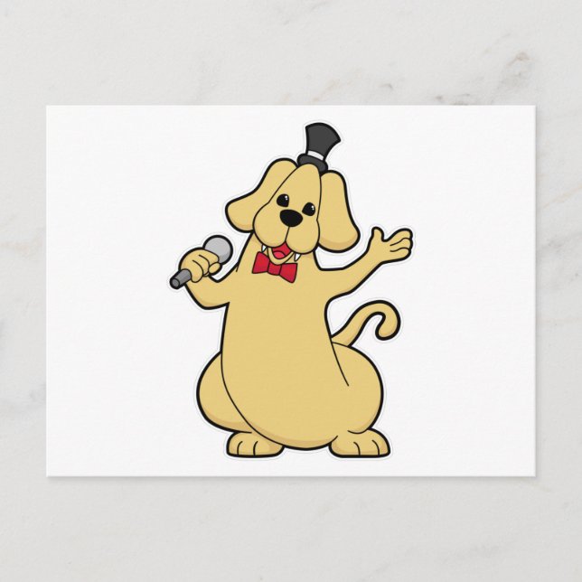 Dog as Singer with Microphone Postcard (Front)