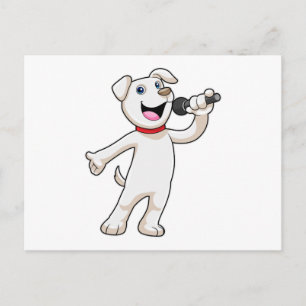 Dog as Singer with Microphone Postcard