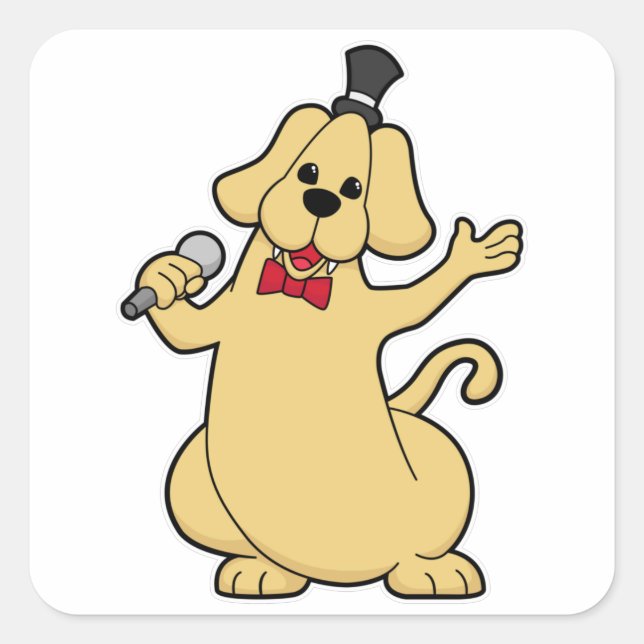 Dog as Singer with Microphone Square Sticker (Front)