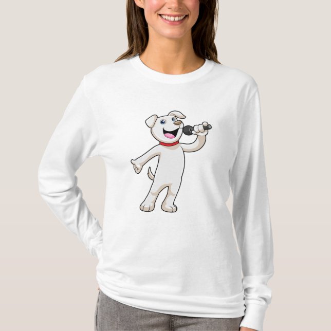 Dog as Singer with Microphone T-Shirt (Front)