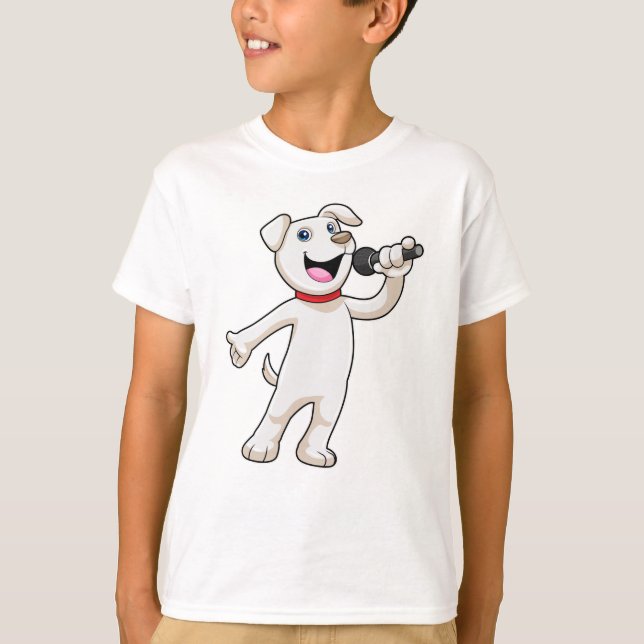 Dog as Singer with Microphone T-Shirt (Front)