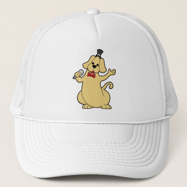Dog as Singer with Microphone Trucker Hat (Front)