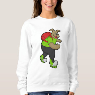Dog as Skater with Inline skates & Backpack Sweatshirt