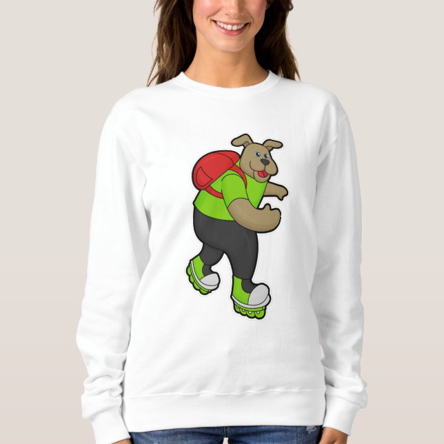 Dog as Skater with Inline skates & Backpack Sweatshirt (Front)
