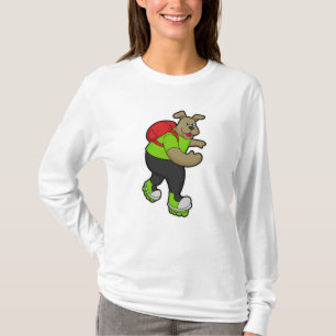 Dog as Skater with Inline skates & Backpack T-Shirt