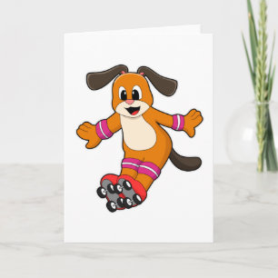 Dog as Skater with Inline skates Card