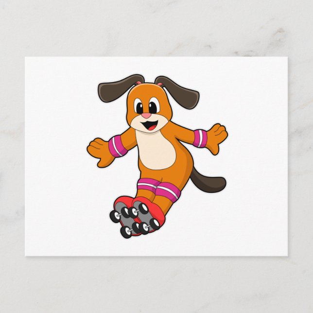 Dog as Skater with Inline skates Postcard (Front)