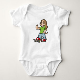Dog as Skater with Skateboard Baby Bodysuit