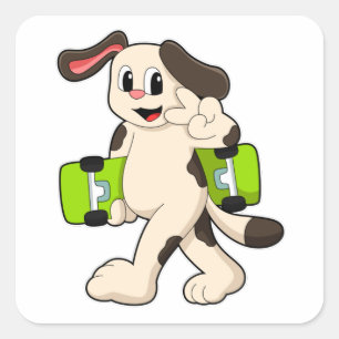 Dog as Skater with Skateboard Square Sticker