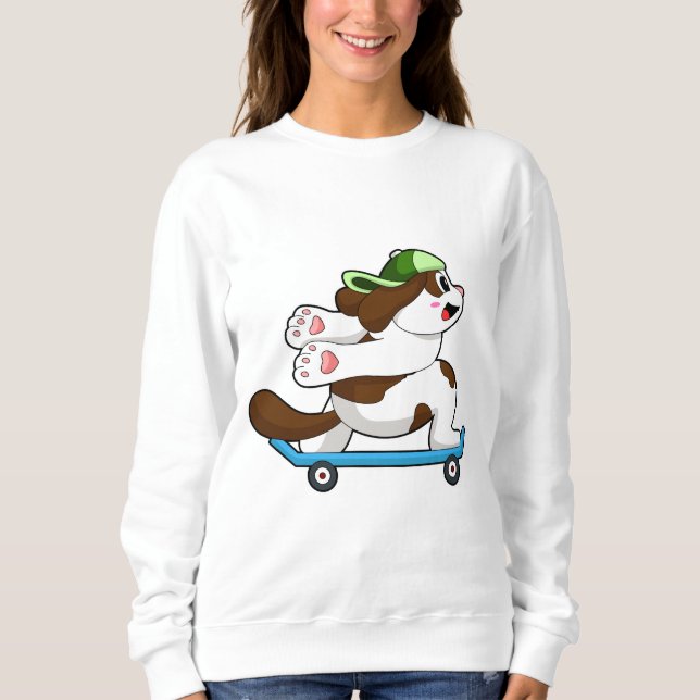Dog as Skater with Skateboard Sweatshirt (Front)