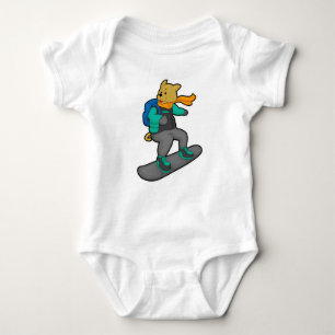 Dog as Snowboarder with Snowboard & Backpack Baby Bodysuit