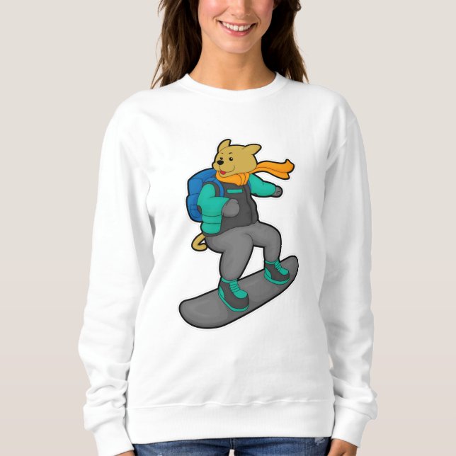 Dog as Snowboarder with Snowboard & Backpack Sweatshirt (Front)