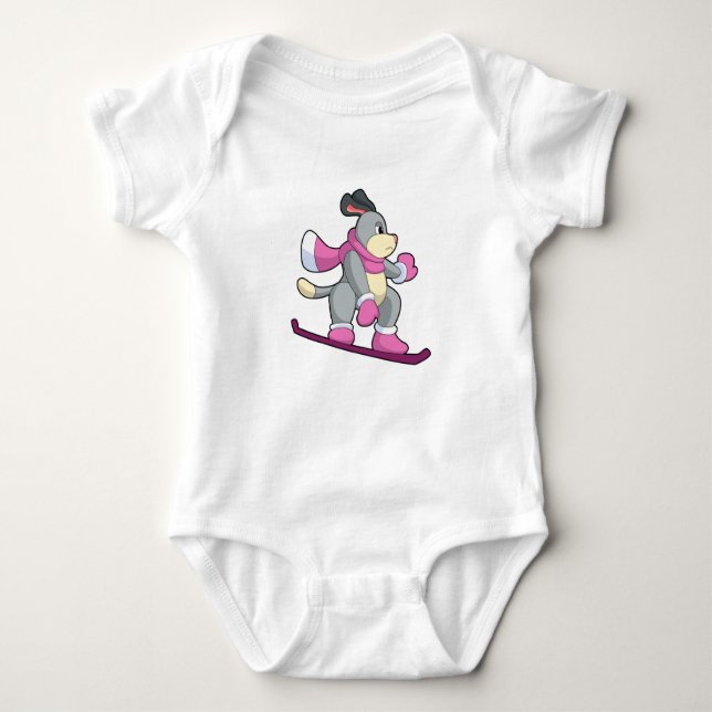 Dog as Snowboarder with Sonowboard Baby Bodysuit (Front)