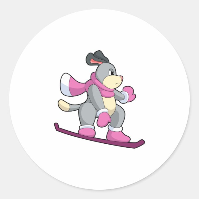 Dog as Snowboarder with Sonowboard Classic Round Sticker (Front)
