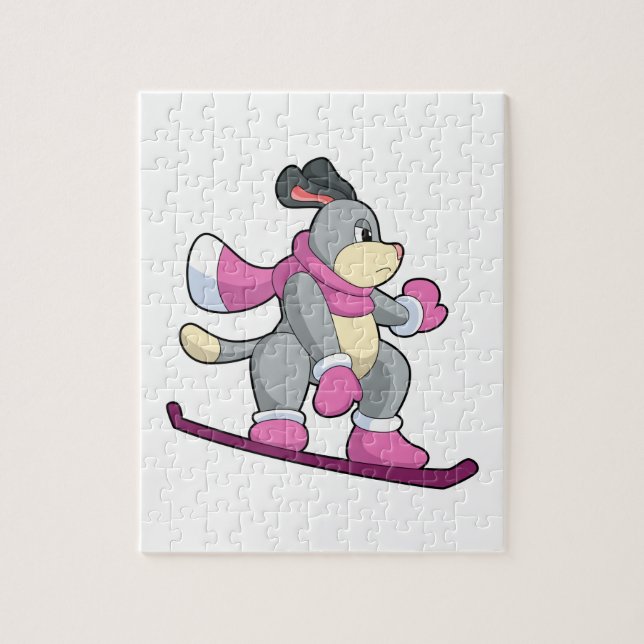 Dog as Snowboarder with Sonowboard Jigsaw Puzzle (Vertical)