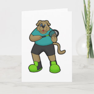 Dog as Tennis player with Tennis racket Card