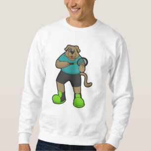 Dog as Tennis player with Tennis racket Sweatshirt