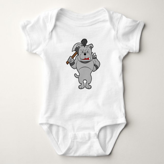 Dog as Warrior with Axe Baby Bodysuit (Front)