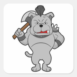 Dog as Warrior with Axe Square Sticker