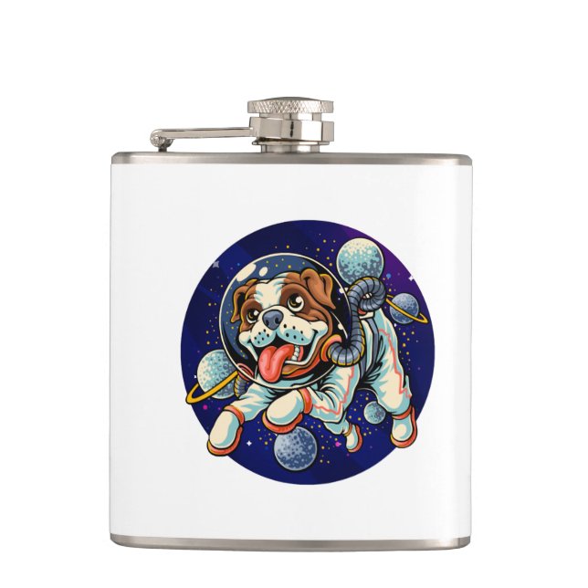 Dog Astronaut, space dog Hip Flask (Front)