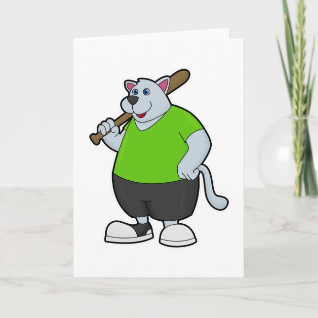 Dog at Baseball with Baseball bat Card (Front)