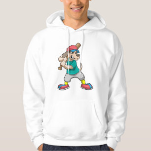 Dog at Baseball with Baseball bat Hoodie