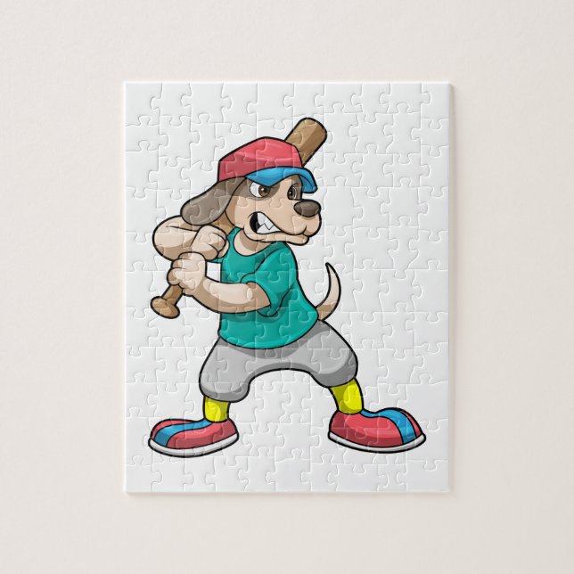 Dog at Baseball with Baseball bat Jigsaw Puzzle (Vertical)