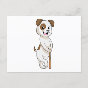 Dog at Baseball with Baseball bat Postcard
