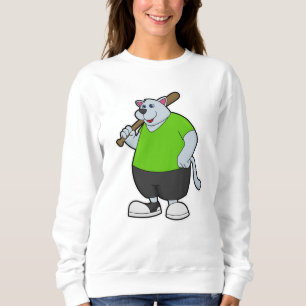 Dog at Baseball with Baseball bat Sweatshirt