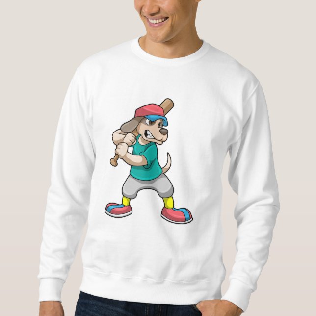Dog at Baseball with Baseball bat Sweatshirt (Front)