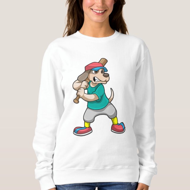 Dog at Baseball with Baseball bat Sweatshirt (Front)
