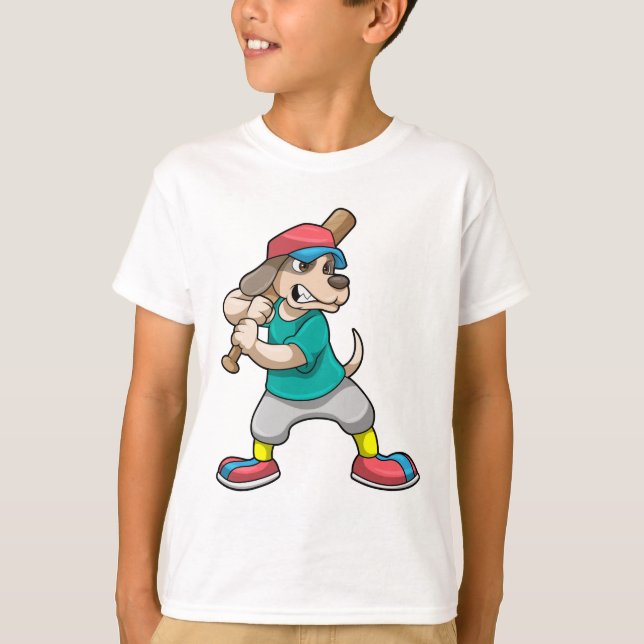 Dog at Baseball with Baseball bat T-Shirt (Front)