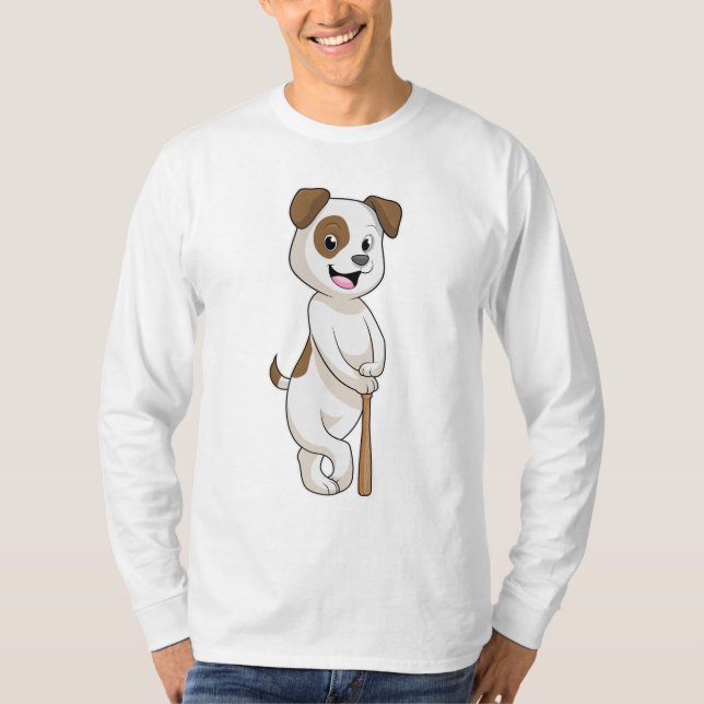 Dog at Baseball with Baseball bat T-Shirt (Front)