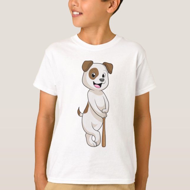 Dog at Baseball with Baseball bat T-Shirt (Front)