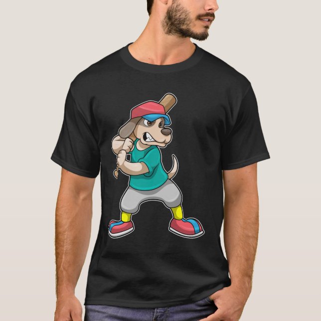Dog at Baseball with Baseball bat T-Shirt (Front)