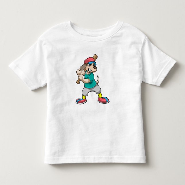 Dog at Baseball with Baseball bat Toddler T-Shirt (Front)