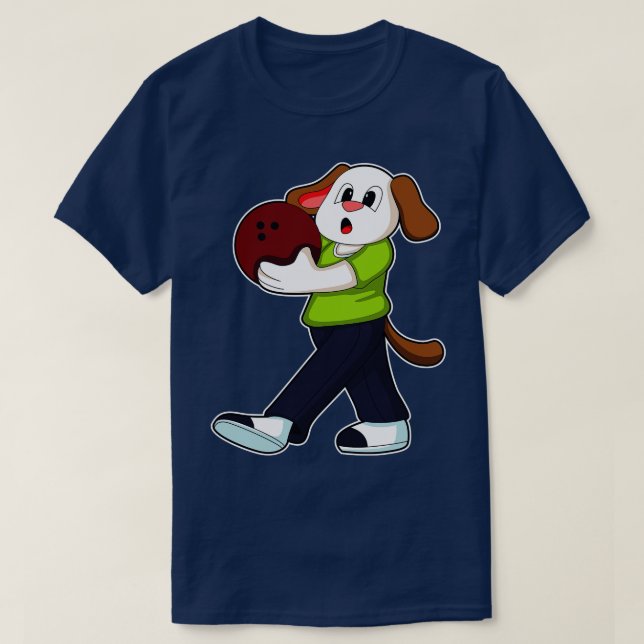 Dog at Bowling with Bowling ball 1 T-Shirt (Design Front)