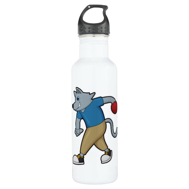Dog at Bowling with Bowling ball 710 Ml Water Bottle (Front)