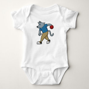 Dog at Bowling with Bowling ball Baby Bodysuit