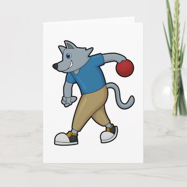 Dog at Bowling with Bowling ball Card (Front)