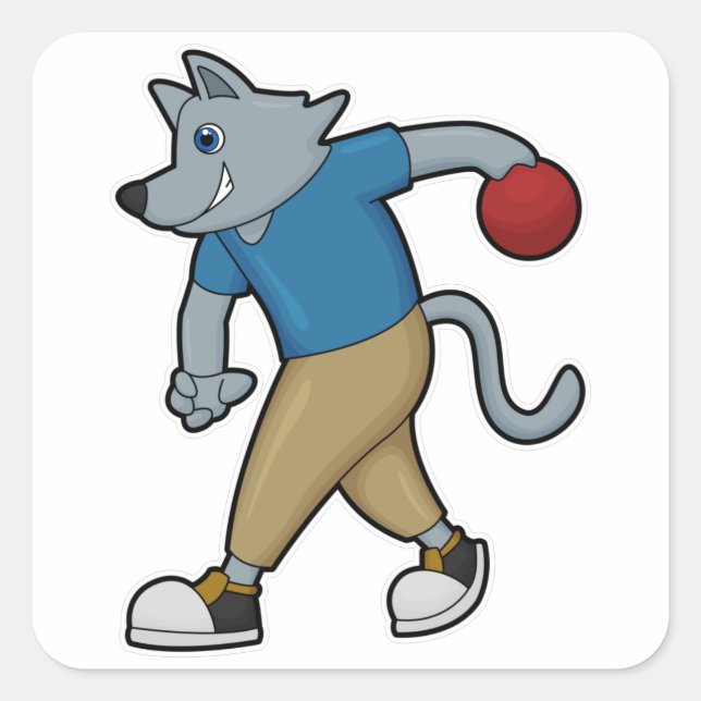 Dog at Bowling with Bowling ball Square Sticker (Front)