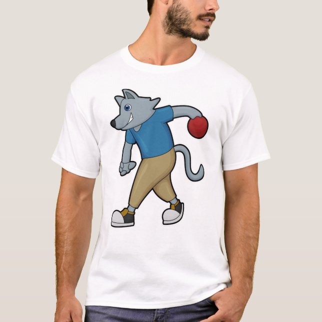 Dog at Bowling with Bowling ball T-Shirt (Front)