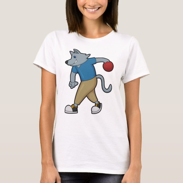 Dog at Bowling with Bowling ball T-Shirt (Front)